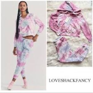 LoveShackFancy 2 Piece Tie Dye Kirby Hoodie and Etty Jogger Set XS